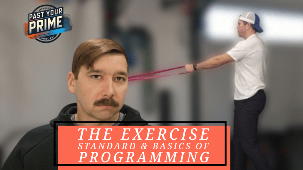 Alex Keicher talking while Craig Smith performs a row during Episode 9 of the Past Your Prime Podcast, discussing The Exercise Standard and Basics of Programming.