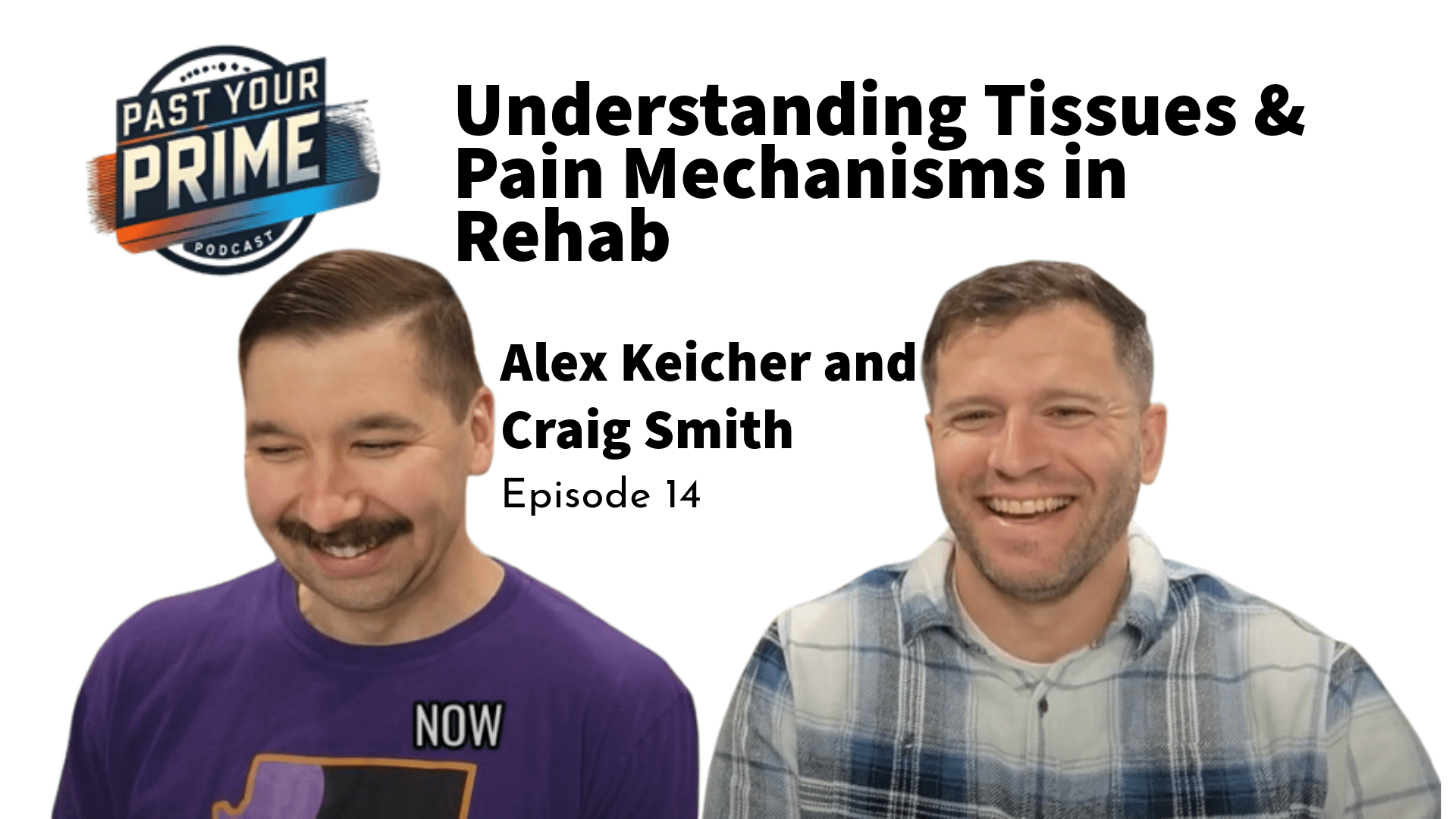 Craig and Alex talking about being sore after exercise but no pain during the workout on Episode 14 of the Past Your Prime Podcast.